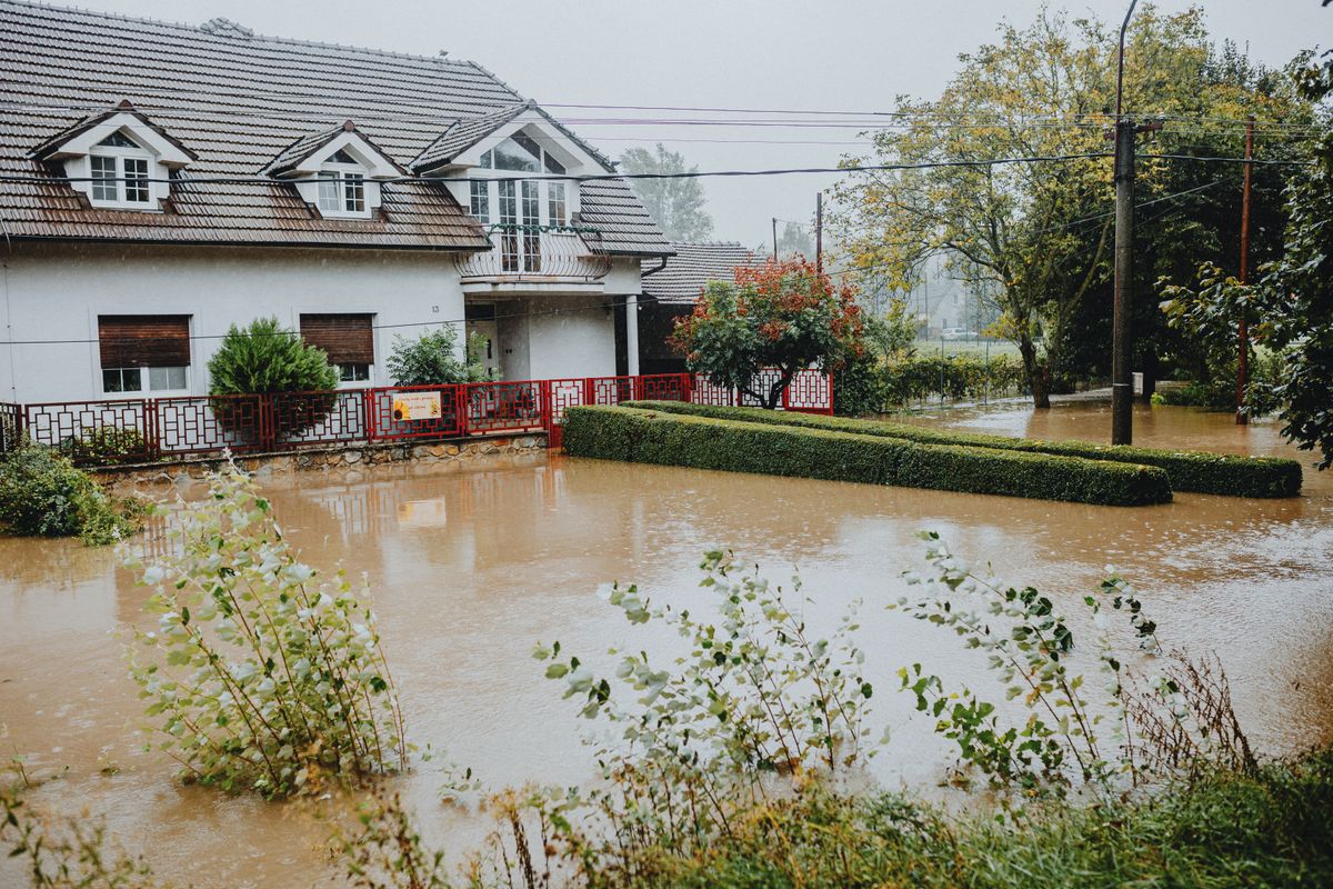 San Jose house surrounded by storm floodwater during an atmospheric river